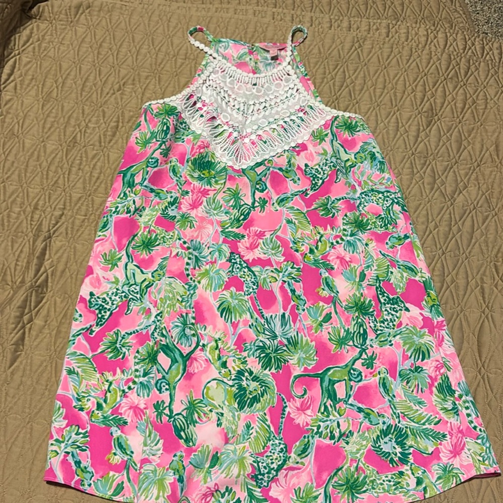 Lilly Pulitzer Pink and Green Tropical Dress
